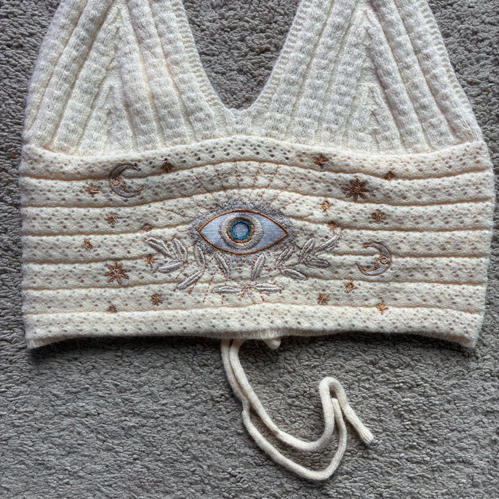 ROMWE Cream Textured Knit Top - Picture 4 of 14